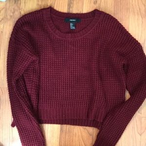 F21 Burgandy Sweater Crop